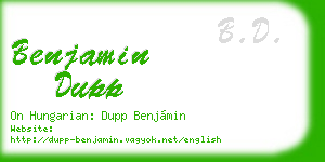 benjamin dupp business card